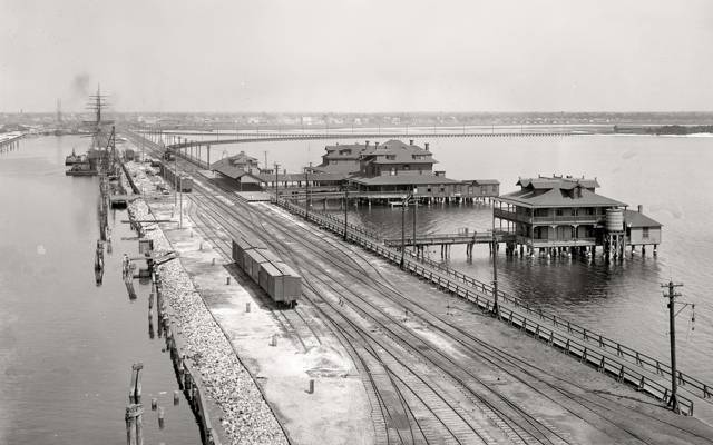壁纸美国,1900年,穿孔,火车,船舶,复古