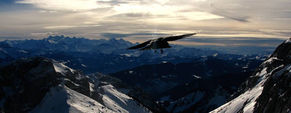 蓝色和白色的山脉图片,乌鸦,皮拉特斯山,瑞士高清壁纸