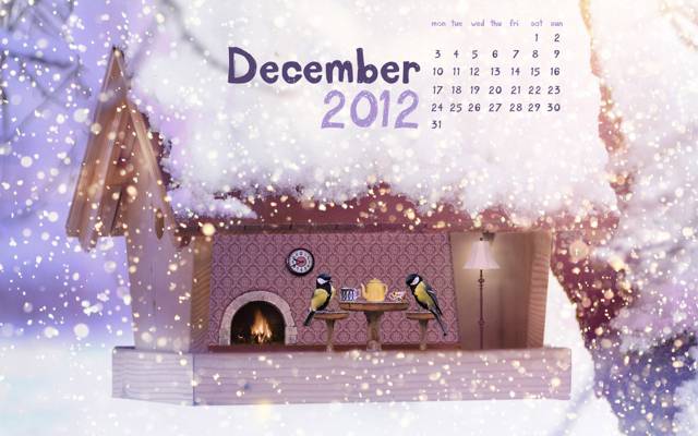 鸟笼,圣诞快乐,雪,茶,圣诞节,12月,新年,鸟,新年,日历,山雀,十二月