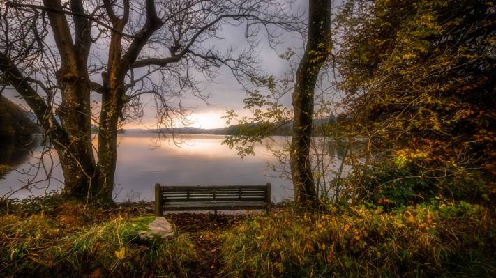 湖区,板凳,坎布里亚郡,秋天,英格兰