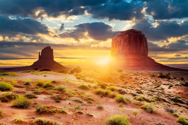 光,纪念碑谷,沙漠,亚利桑那州,犹他州,地质构造,太阳,美国