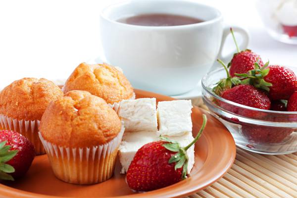 茶,杯子,饮料,纸杯蛋糕,板,浆果,飞碟,草莓