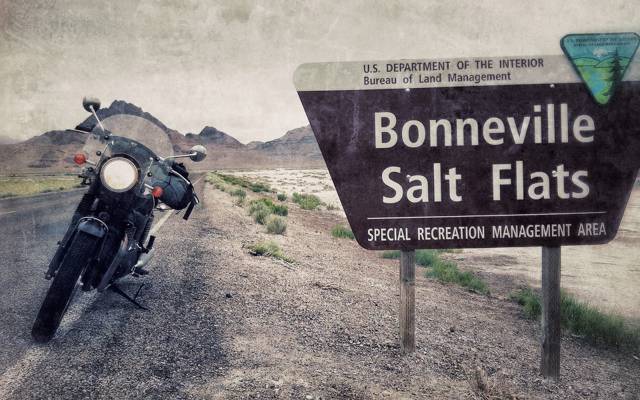 盐单位,bonneville,犹他州,摩托车,美国,标志