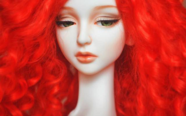 红色,洋娃娃,睫毛,悲伤,脸,头发,心情,娃娃