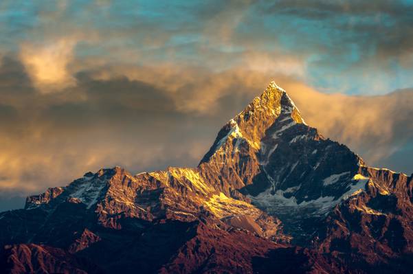 安纳布尔纳峰,山脉,喜马拉雅山,尼泊尔,早上