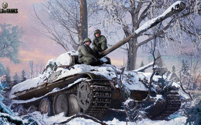 Nikita Bolyakov,雪,艺术,冬天,豹,德国人,树,平均,Pz.Kpfw。