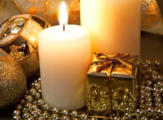 蜡烛,新年,珠,节日,礼物,框,装饰,黄金,蜡烛,圣诞节
