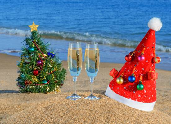 假期,树,圣诞节,玩具,帽,沙滩,沙,海,新年,新年,眼镜,海洋,...