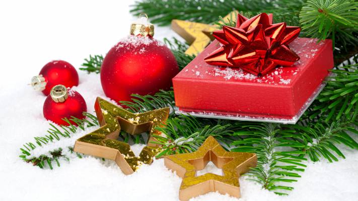 壁纸弓,框,礼物,圣诞装饰品,球,树,分支机构