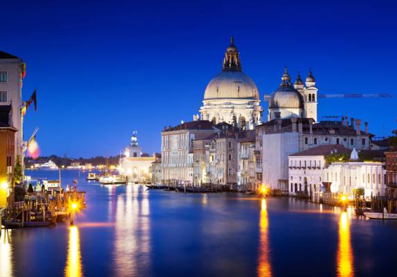 威尼斯,意大利,反思,大运河,光,家,建筑,海,晚上,水,建筑,威尼斯,...