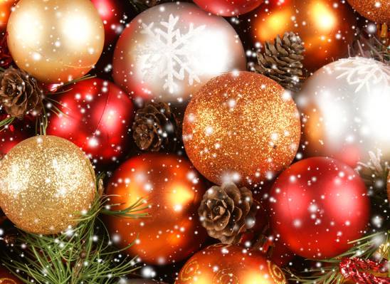 新年,红色,圣诞节,玩具,颠簸,雪花,白色,新年,圣诞节,黄金,球,圣诞节