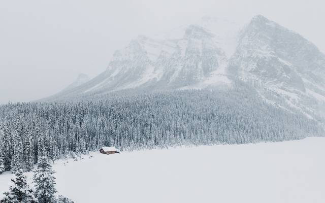 壁纸湖,冬天,雪,山,自然,景观