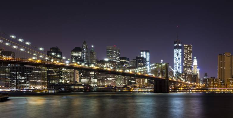 在夜间,布鲁克林桥高清壁纸桥的摄影