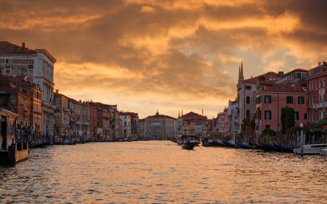大运河,威尼斯,阿尔诺河,日落场景,日落场景,城市,城市,灯光,... ...  - 