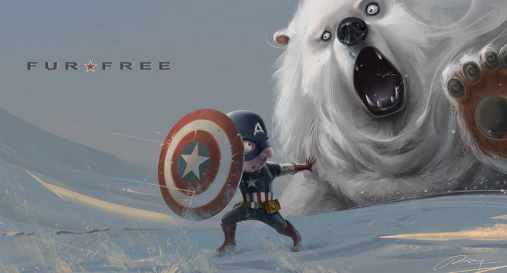 盾,熊,美国队长,雪,艺术
