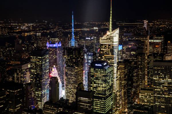 摩天大楼,光,纽约市,纽约市,照明,家庭,全景,纽约,城市,夜晚,建筑,...