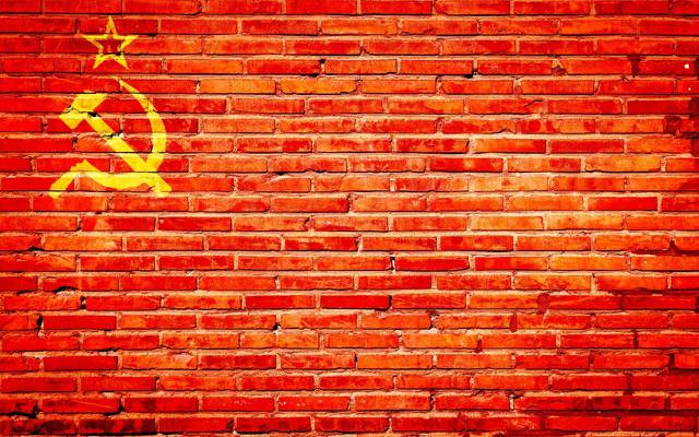 壁纸旗,砖,质地,墙壁,锤子和镰刀,红砖,苏联