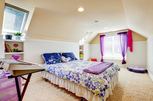 房间,床,窗户,地毯,植物,舒适,盆,枕头