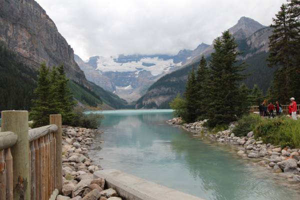 棕色木栅栏,湖路易丝,加拿大高清壁纸