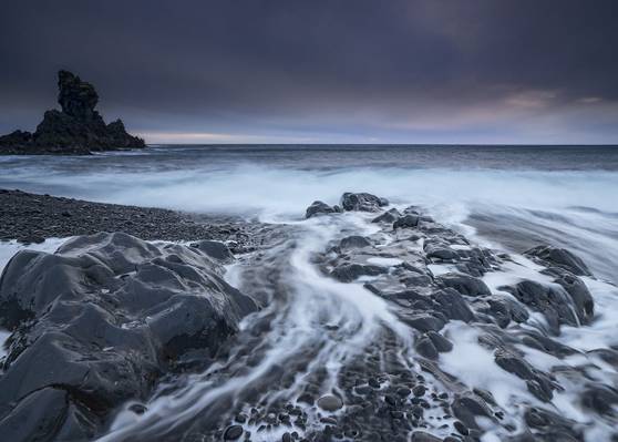 时间推移照片的海洋,冰岛高清壁纸