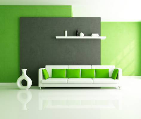 样式,沙发,内部,绿色,白色,枕头,架子,设计