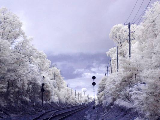 火车铁路照片在冬季高清壁纸