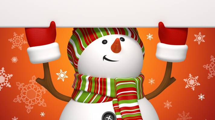 壁纸雪人,图形,假期,冬天,圣诞节,雪花,新的一年,新的一年,橙色,圣诞节