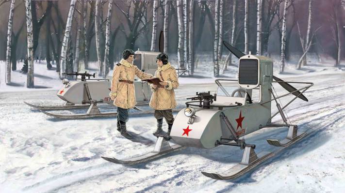苏联,螺旋桨,其中,发动机,螺杆,自推进,雪地车,推,空气,配备,RF-8 GAZ-98