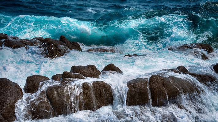 海,波浪,岩石,石头,喷射