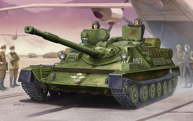 PT-76,机载,ASU-85,艺术,火炮,SAU,坦克,机场,苏联,自走式,数据库,...