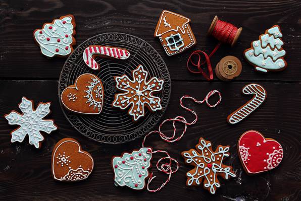 新年,假期,蛋糕,冬天,心,饼干,釉,人字形,雪花,房子,数字,圣诞节,圣诞节