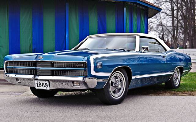 福特,肌肉车,背景,肌肉车,500,429,蓝色,1969年,敞篷车,前,Galaxie,敞篷车,...
