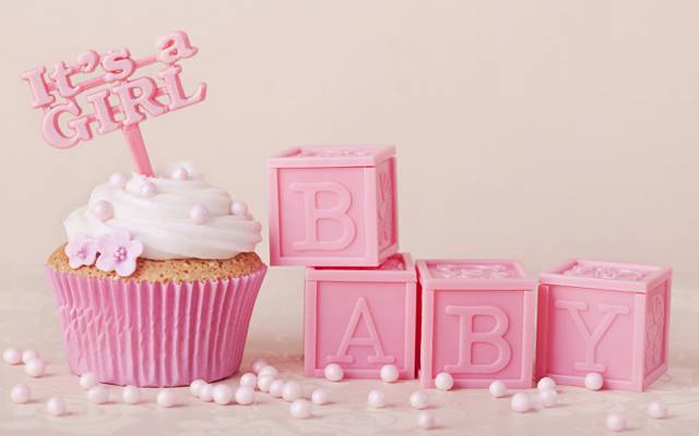 微妙,装饰,粉红色,粉红色,婴儿,蛋糕,甜,奶油,蛋糕