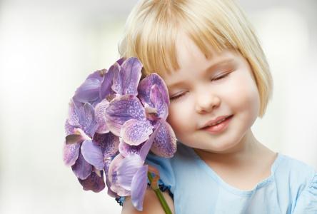 紫色的兰花,可爱的女孩,高清