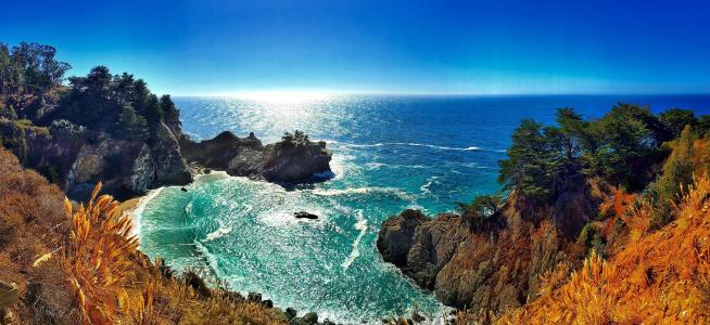 McWay瀑布,海洋,大苏尔,加利福尼亚州,5K