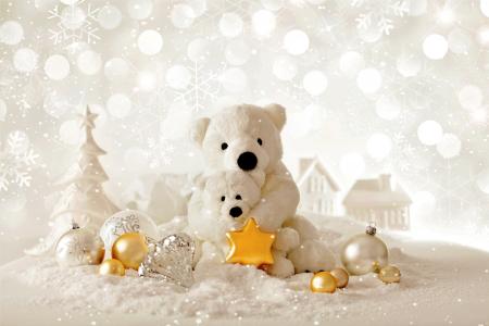 圣诞节,新年,熊,装饰（水平）