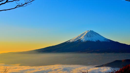 火山,富士,日本,山,雾,4k（水平）