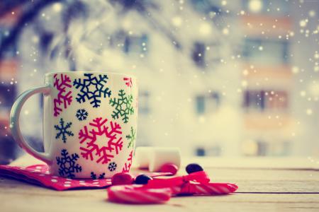 圣诞节,杯子,茶,冬天（水平）
