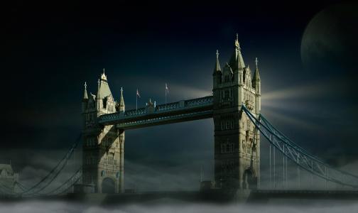 伦敦塔桥,晚上,高清