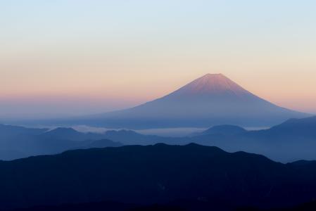 富士山,本州岛,黎明,最高的山,火山,日本,4K