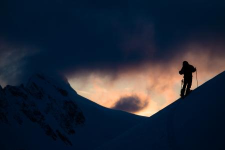 滑雪,阿拉斯加,晨光,高清