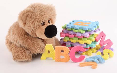 毛绒玩具，小熊，字母表