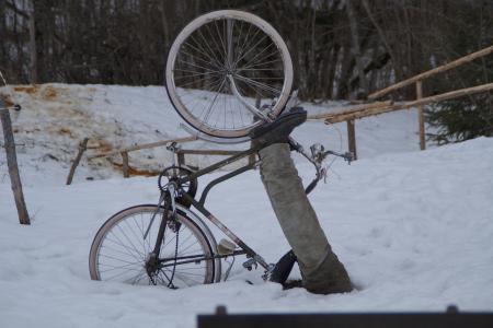 自行车, 骑自行车的人, 骑自行车, 事故, 秋天, 雪, 卡
