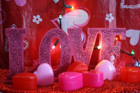 情人节, 情人节那天, 红色, 粉色, 心, 灯, 节日