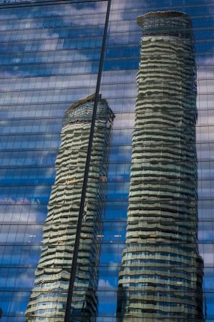 多伦多, 镜像, 摩天大楼, 查看, 立面, 建筑