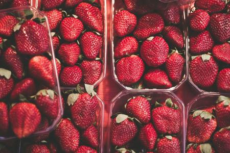 草莓, 很多, 食品, 水果, 容器, 堆栈, 桩