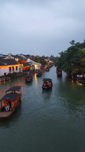 风景, 乌镇, 水城, 航海的船只, 亚洲, 河, 文化