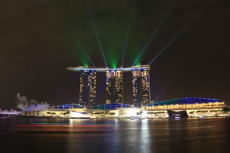 滨海湾金沙, 灯, 新加坡, 激光, 设计, 梁, 娱乐