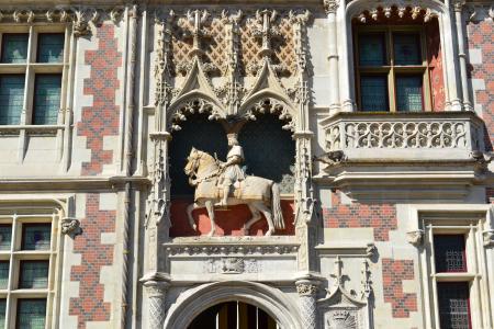布洛瓦, 路易十二, 骑马雕像, 豪猪, 城堡, 中世纪建筑, 立面