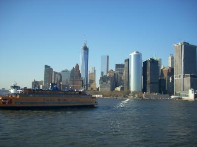 纽约城, 天际线, 史坦顿岛渡轮, 城市, 水, 码头